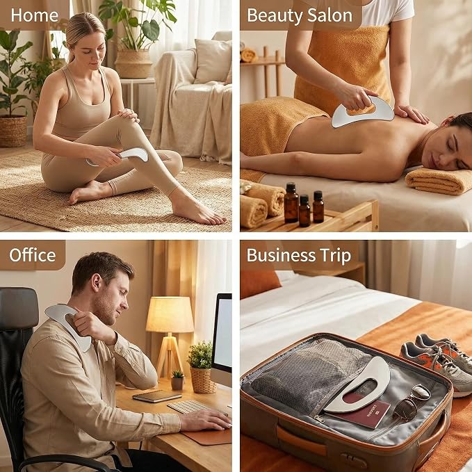 Stainless Steel Gua Sha Muscle Scraping Tool, Ergonomic Body Massage Scraper - Image 3