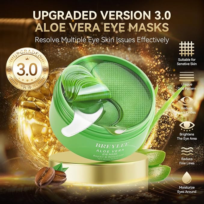 BREYLEE Renewal Care Kit with Aloe Vera Eye Masks – 60 Pcs & Renewing Serum - Image 9