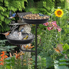 Freestanding Birdbaths Bowl Outdoor, Standing Garden Bird Bath Bird Feeder & - Image 4