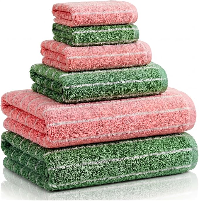 6 Pcs Large Bath Towels Set 28x55 Inch Soft Cotton Towels by Unknown