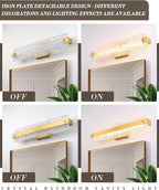Brushed Gold LED Bathroom Vanity Light, 24.4 Inch 15W Modern Dimmable Bathroom - Image 2