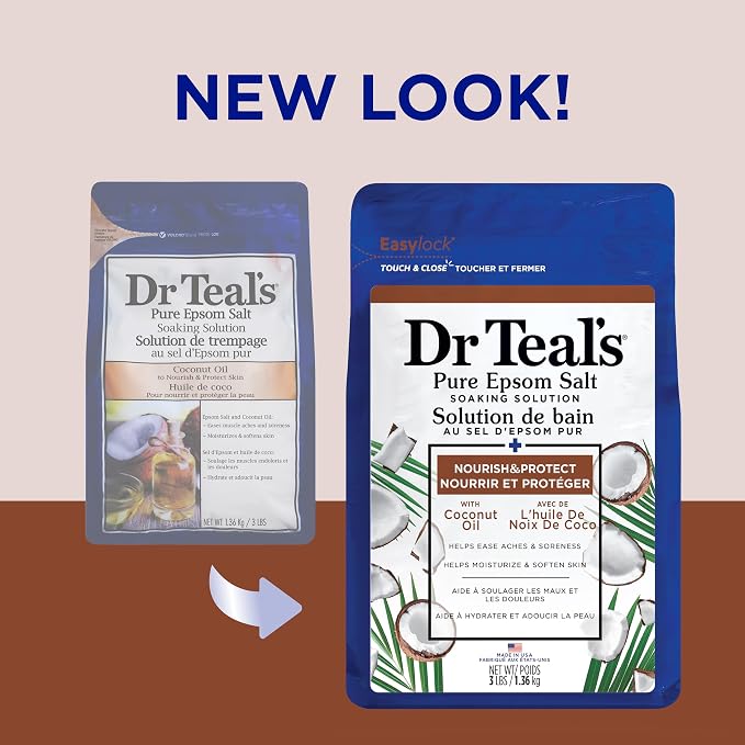 Dr Teal's Salt Soak with Pure Epsom Salt, Nourish & Protect with Coconut Oil - Image 9