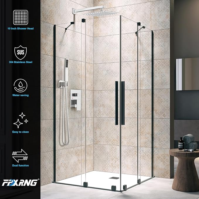 FPXRNG Shower Faucet Set Bathroom Square Rain Shower Head and Handle Set - Image 5