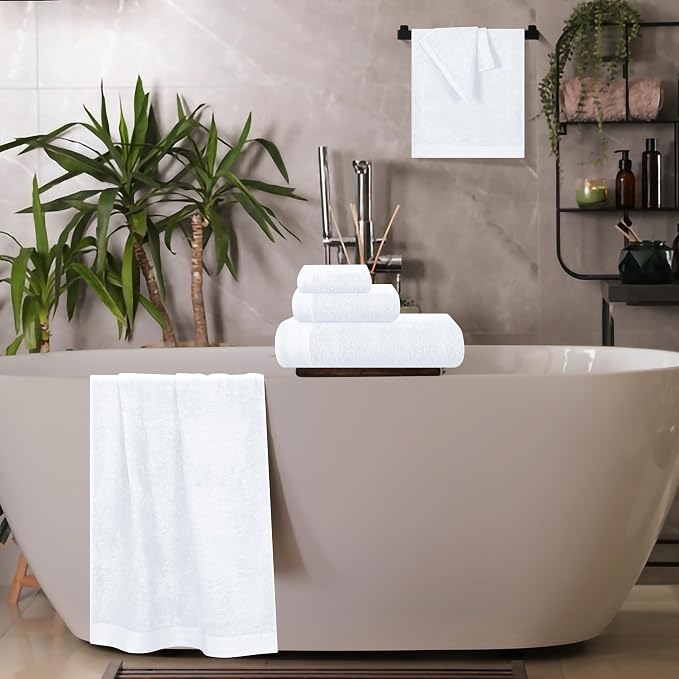 Ultra Soft 6 Pack Cotton Towel Set, Contains 2 Bath Towels 28x55 inch, 2 Hand - Image 5