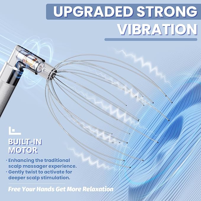 Head Massager Scalp, Vibrating Electric Scalp Massagers, Battery Powered Head - Image 2