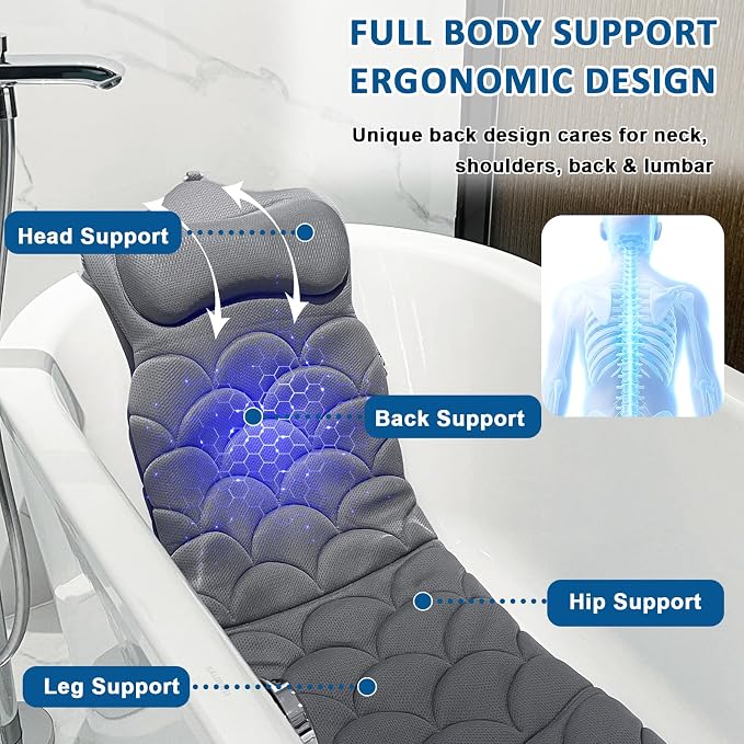 REEZEIVI Full Body Bath Pillow, Thick Bathtub Cushion - Image 3