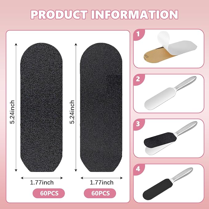 Flutesan 120 Pcs Stainless Steel Foot File Replacement Pads 120 Grit 180 Grit - Image 2