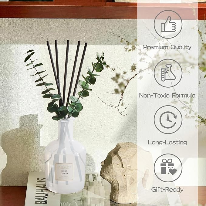 COCORRÍNA Light Cotton Reed Diffuser – 6.76 oz Essential Oil - Image 6