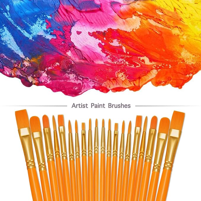 BOSOBO Paint Brushes Set, 2 Pack 20 Pcs Round Pointed Tip Paintbrushes Nylon - Image 2