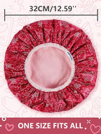 Years calm Terry Lined Shower Cap, Triple Layer Heart Motifs, Waterproof - Image 2