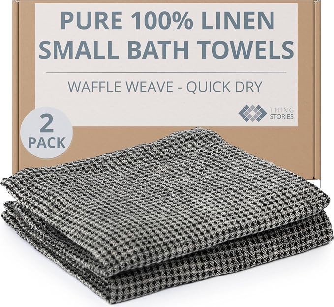 Pure Linen Small Bath Towels Set by THINGSTORIES