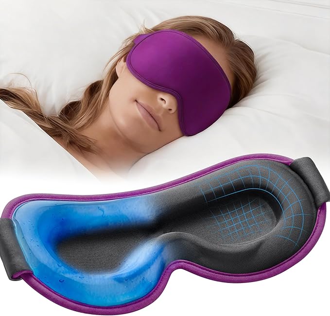 Weighted Cooling Sleep Mask, 6oz 3D Blackout Eye Mask by FACEMOON