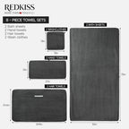 REDKISS Charcoal Gray Bath Towels Set 8 Piece - Image 2