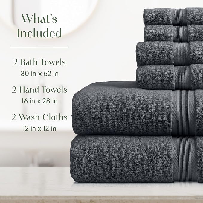 Springtree Home Luxury Viscose from Bamboo Bath Towel Set 6 Piece Set | 35% - Image 2