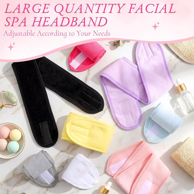 Tigeen 80 Pcs Spa Headband Facial Headbands Bulk Adjustable Hair Wraps - Image 6