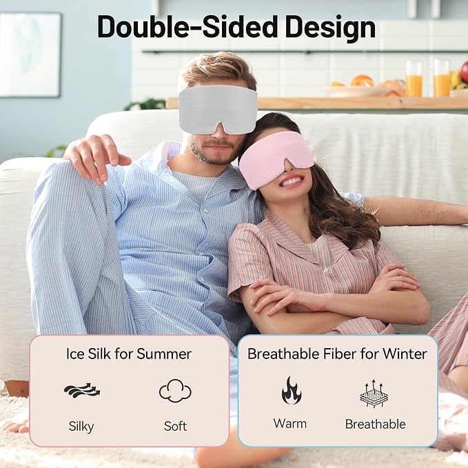 LOVE EYE Dual Side Sleep Mask, Ice Silk Eye Sleeping Mask & Blindfold - Image 4