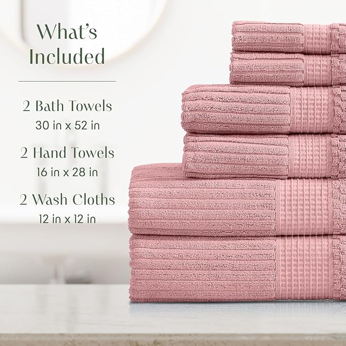 Springtree Home 100% Cotton Bath Towel Set | 6 Piece Set | Absorbent & - Image 2