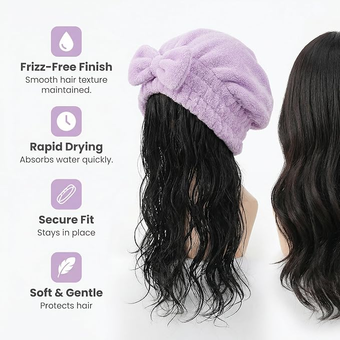 Microfiber Hair Drying Cap, Super Absorbent Hair Turban - Image 9