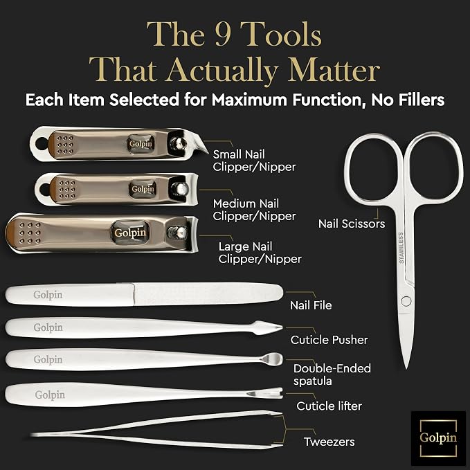 9 Pcs Manicure Set for Men & Women – Stainless Steel Manicure & Pedicure Kit - Image 5