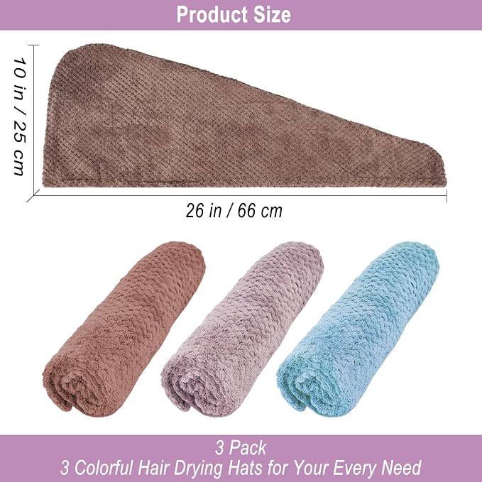 3 Pack Microfiber Hair Towel Wrap - Image 2