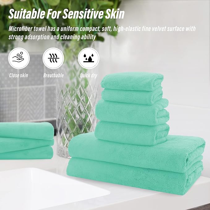 MOONQUEEN Ultra Soft Microfiber Coral Velvet Towel Set - Image 7