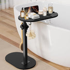 Bamboo Bathtub Table with Adjustable Height, Freestanding Bath Tray Caddy Board by Sunnacate