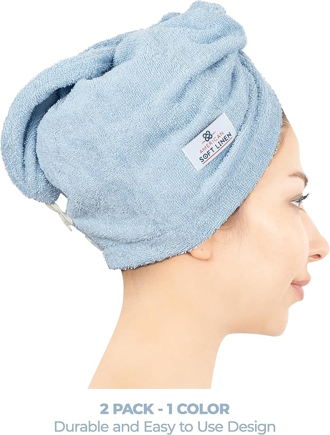 American Soft Linen 100% Cotton Hair Towels - Image 2