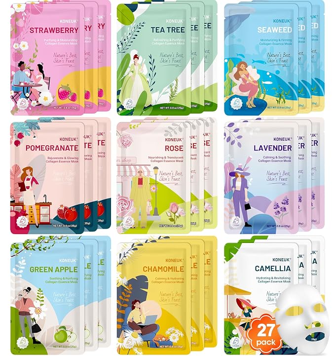 KONEUK 27 Pack Collagen Sheet Face Masks Skincare by KONEUK