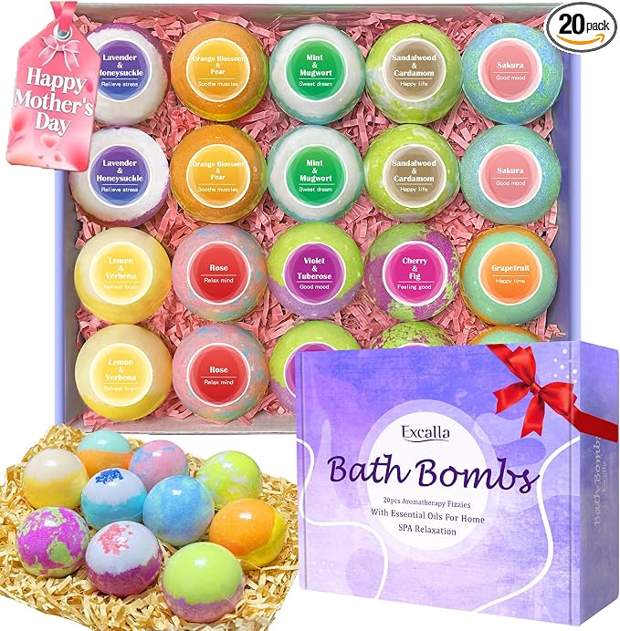 Bath Bombs for Women, Shea & Coco Butter Dry Skin Moisturize, SPA Relaxing by Excalla