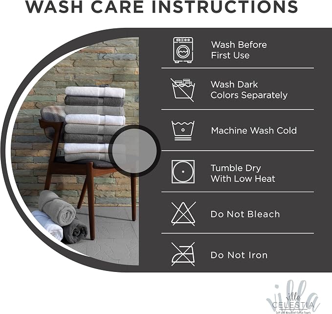 100% Cotton Bath Towel Set of 24-6 Bath Towels, 6 Hand Towels, 12 Wash Cloths - Image 6
