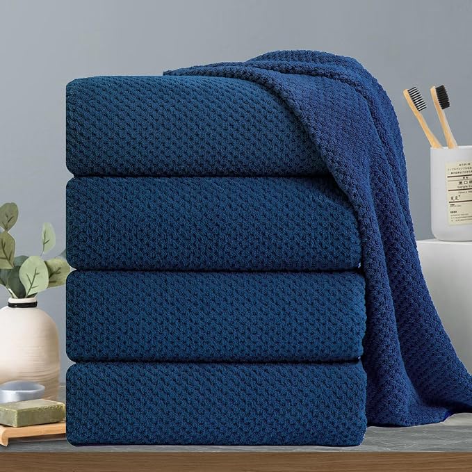 Hailea Navy Bath Towels Set 35x70 Inches by Hailea