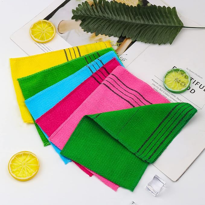 6 Pcs Exfoliating Washcloth, Korean Exfoliating Mitt Colorful Korean - Image 2