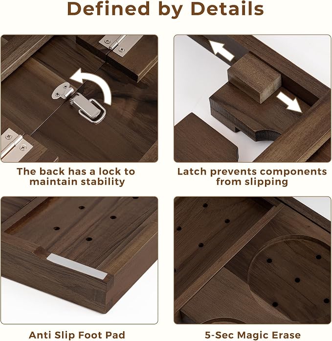 Teak Bathtub Tray, Wooden Tray Caddy - Image 3