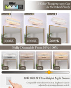 Brushed Nickel Bathroom Vanity Light, 16.5 Inch 10W Dimmable LED Bathroom Light - Image 3