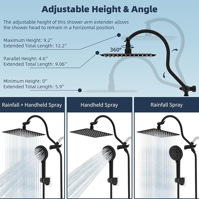 Hibbent All Metal CUPC Certified Shower Head, Handheld Showerhead Combo - Image 6