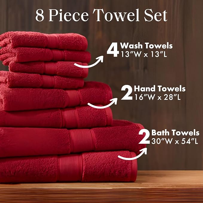 Madison Park 800GSM Bathroom Towel Set of 8 100% Cotton Bath Towel Set - Image 5