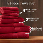 Madison Park 800GSM Bathroom Towel Set of 8 100% Cotton Bath Towel Set - Image 5