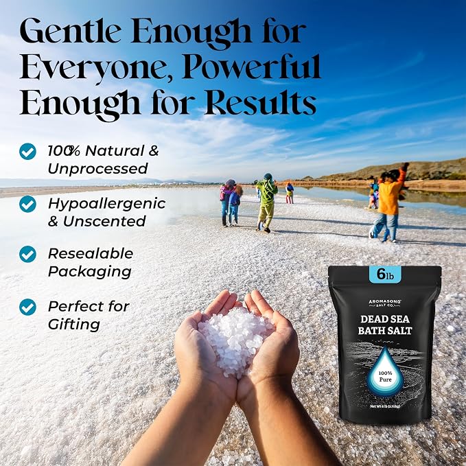 Aromasong Dead Sea Salt Bath Soak 6 Lbs. Bulk Pack – 100% Natural Dead Sea Salts - Image 5