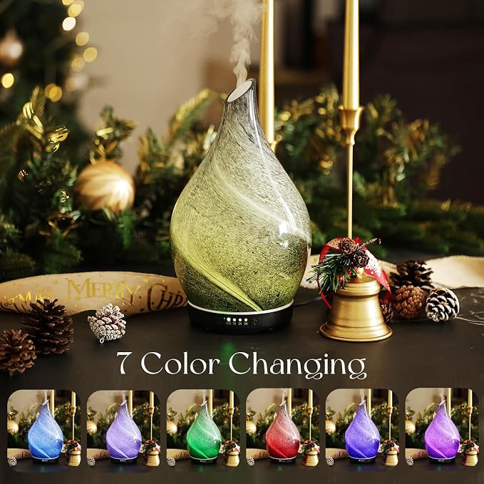 Porseme 280ml Essential Oil Diffuser Glass Color Changing Aroma Air Diffusers - Image 2