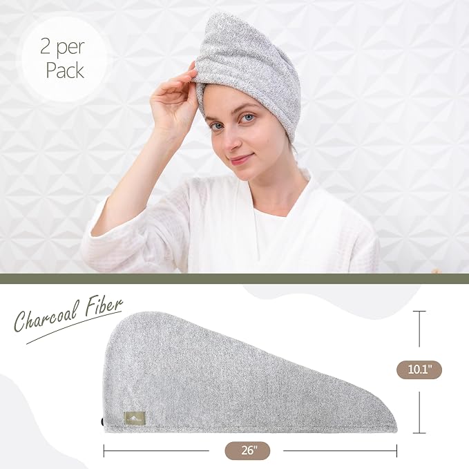 myHomeBody Hair Towel Wrap, Luxury Quick Drying Turban, Ultra Soft Absorbent - Image 3