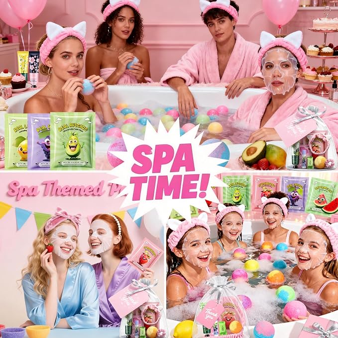 55PCS Spa Party Supplies for Girls, Spa Party Favors Face Masks, Hand Cream - Image 2