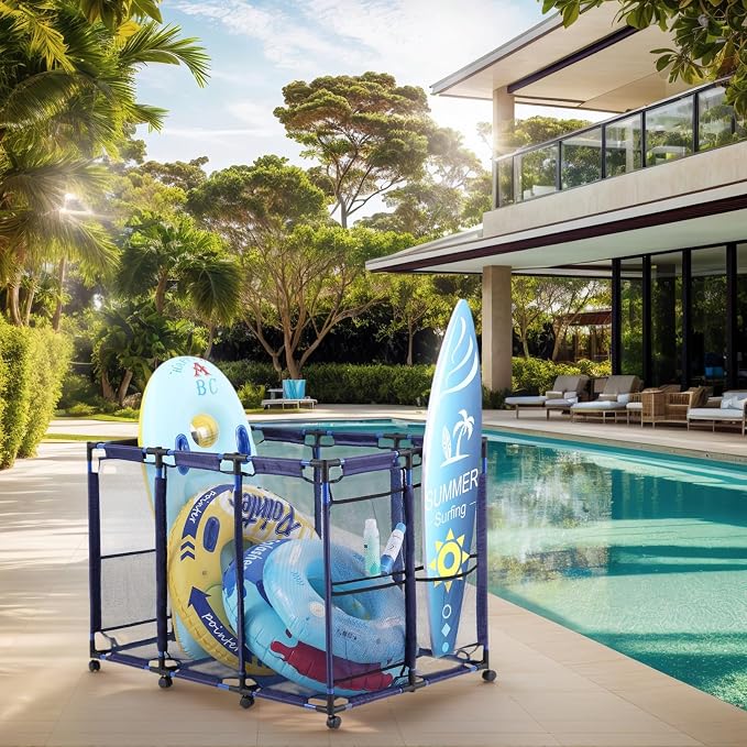 Tiita Pool Storage Bin, Rolling Pool Toy Storage Organizer, Parts & - Image 9