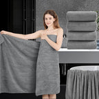 4 Piece Extra Large Bath Towel 35"x70" Oversized Bath Sheet Grey Bath Towel Set by JessyHome