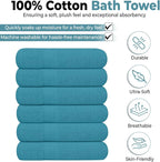 KAHAF COLLECTION 6 Pack Bath Towels Set 100% Ring Spun Cotton, Lightweight - Image 2