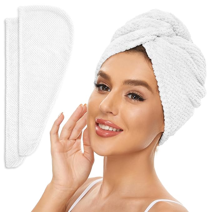 SimpleField 2 Pack Microfiber Hair Towel Wrap by SimpleField
