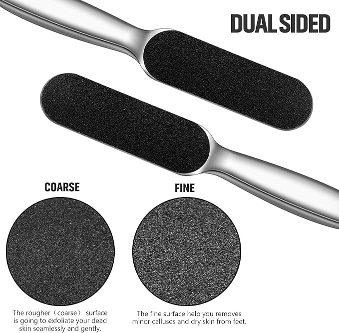Mudder 2 Pieces Stainless Steel Pedicure Foot File Callus Remover Foot Scrubber - Image 3