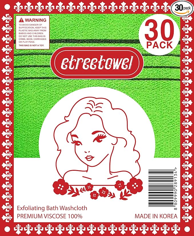 etreetowel Korean Asian Exfoliating Bath Washcloths Mitt Scrub by etreetowel