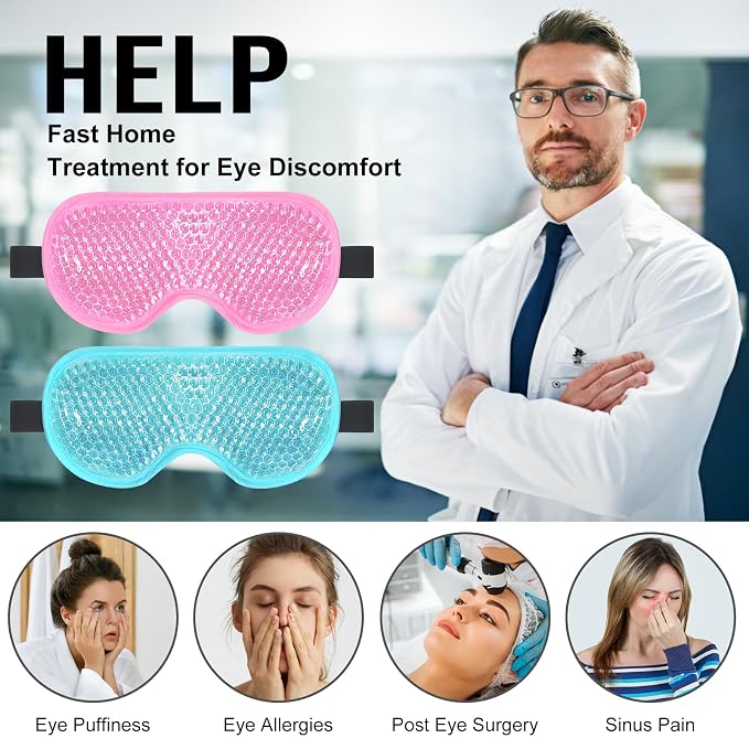 BeeVines Gel Eye Mask, 2 Pack Cooling Ice Masks - Image 2