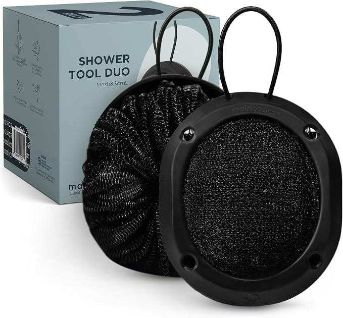 MainBasics Shower Tool Duo 2-1 Shower Loofah Sponge and Exfoliating Body by MainBasics