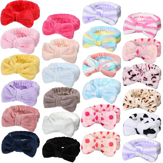 Jexine 24 Pcs Facial Spa Headband Makeup Headbands Bulk Bow Hair Head Band by Jexine